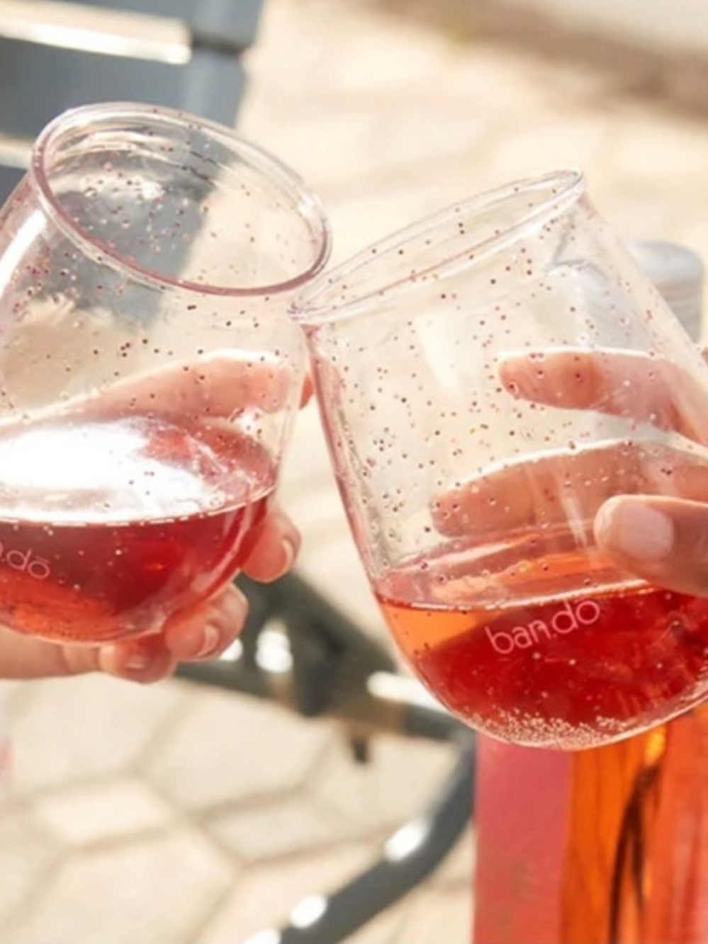 ban.do Clear Glitter Stemless Plastic Wine Glasses